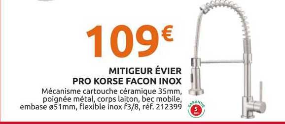 mitigeur évier pro korse façon inox
