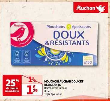 mouchoir auchan doux et résistants