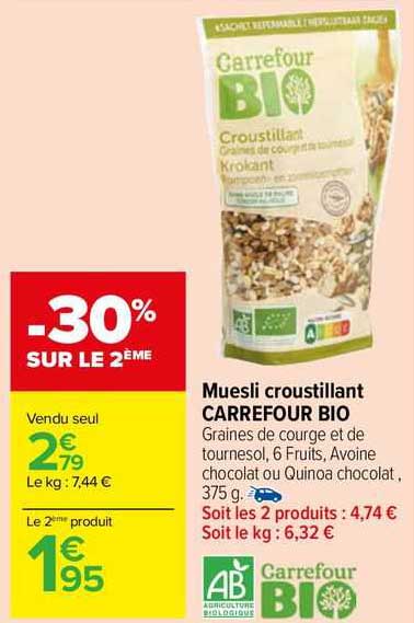 Muesli Croustillant Carrefour Bio