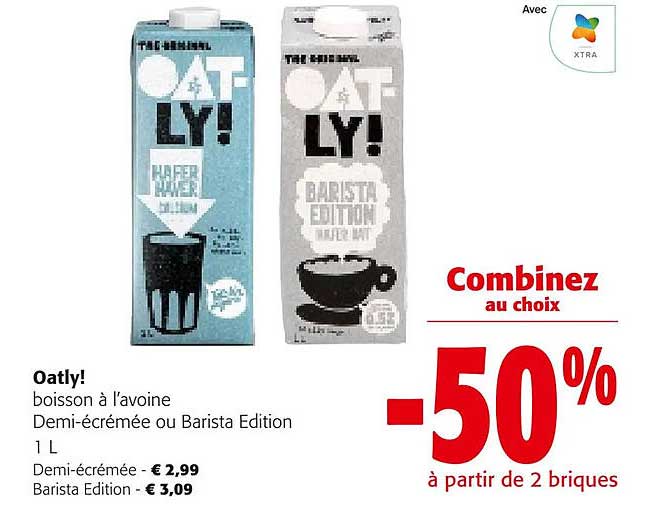 oatly ! boisson à l'avoine demi-écrémée ou barista édition