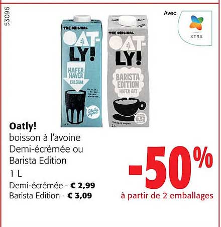 oatly! boisson à l'avoine demi-écrémé ou barista edition