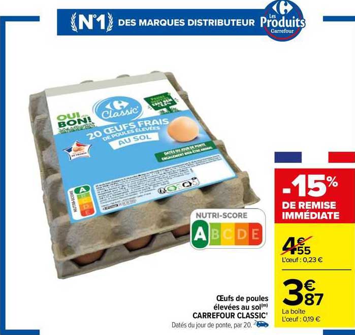 œufs de poules élevées au sol carrefour classic