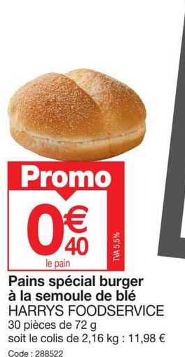 pains spécial burger à la semoule de blé harrys foodservice