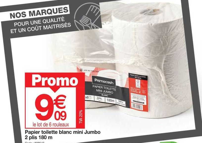 papier toilette blanc mini jumbo 2 plis 180 m