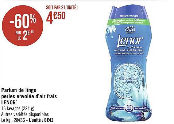 parfum de linge perles envolée d'air frais lenor