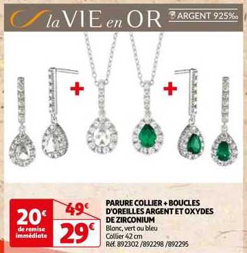 parure collier + boucles d'oreilles argent et oxydes de zirconium