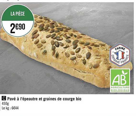 pavé à l'épeautre et graines de courge bio