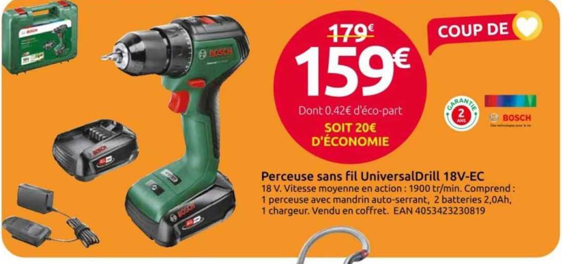 perceuse sans fil universal drill 18v-ec bosch