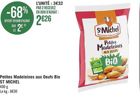petites madeleines aux œufs bio st michel