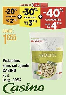 pistaches sans sel ajouté casino