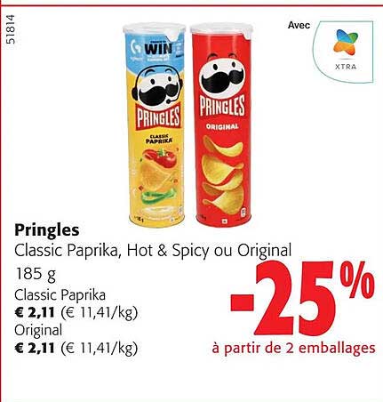 pringles classic paprika hot & spicy ou original