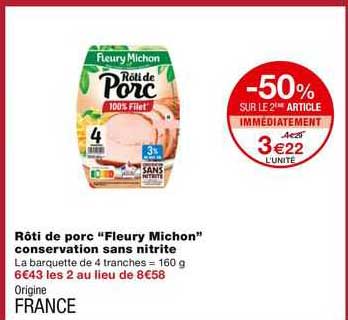 rôti de porc "fleury michon" conservation sans nitrite