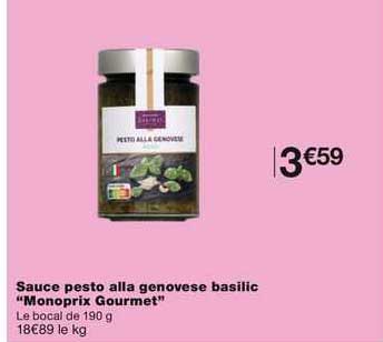 sauce pesto alla genovese basilic "monoprix gourmet"