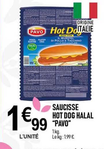 saucisse hot dog halal "pavo"