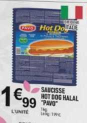 Saucisse Hot Dog Halal "pavo"