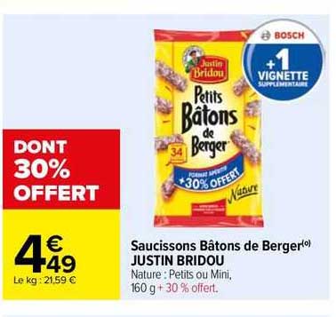 saucissons bâtons de berger justin bridou