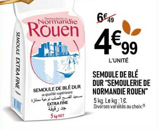 semoule de blé dur "semoulerie de normandie rouen"