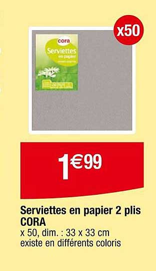 serviettes en papier 2 plis cora