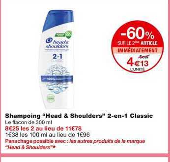 shampoing "head & shoulders" 2-en-1 classic