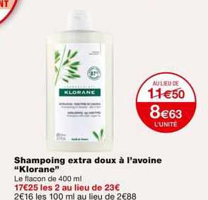 shampoing extra doux à l'avoine "klorane"