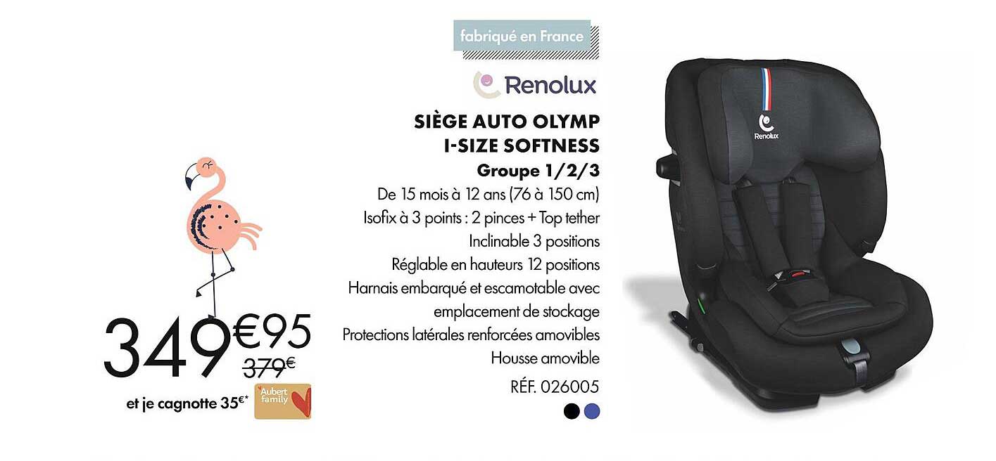 siège auto olymp i-size softness renolux