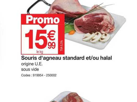 souris d'agneau standard et/ou halal