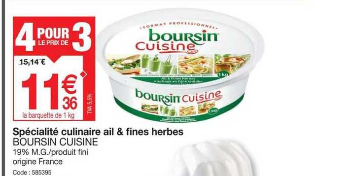 Spécialité Culinaire Ail & Fines Herbes Boursin Cuisine
