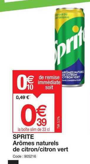 sprite arômes naturels de citron/citron vert