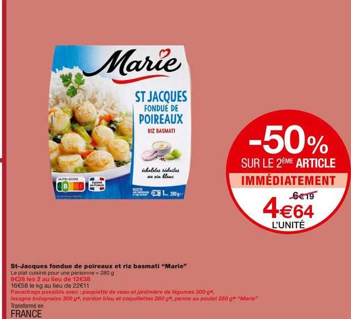 st-jacques fondue de poireaux et riz basmati "marie"