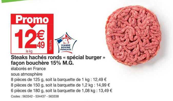 steaks hachés ronds «spécial burger» façon bouchère 15% m.g.