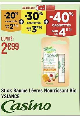 stick baume lèvres nourrissant bio ysiance