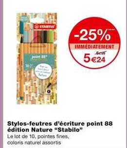 Stylos-feutres D'écriture Point 88 édition Nature "stabilo"