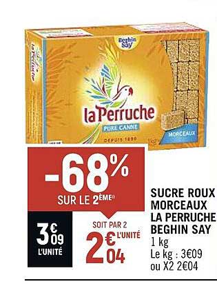 sucre roux morceaux la perruche beghin say
