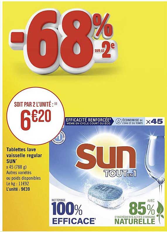 tablettes lave vaisselle regular sun