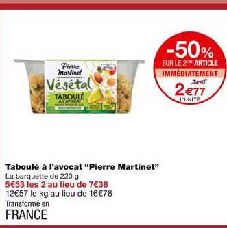 taboulé à l'avocat "pierre martinet"