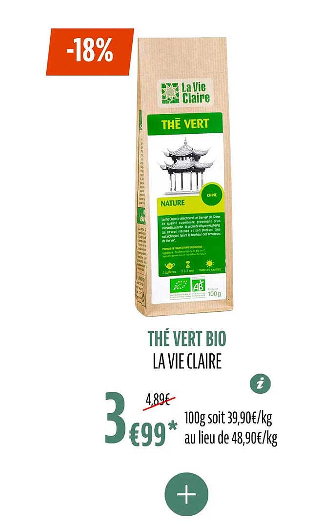 Thé Vert Bio La Vie Claire