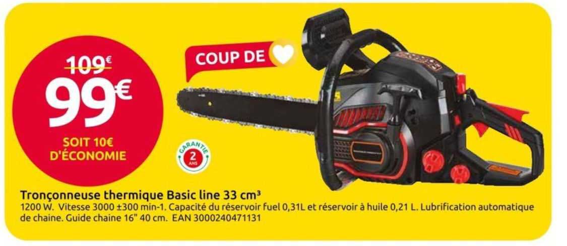 tronçonneuse thermique basic line 33 cm³