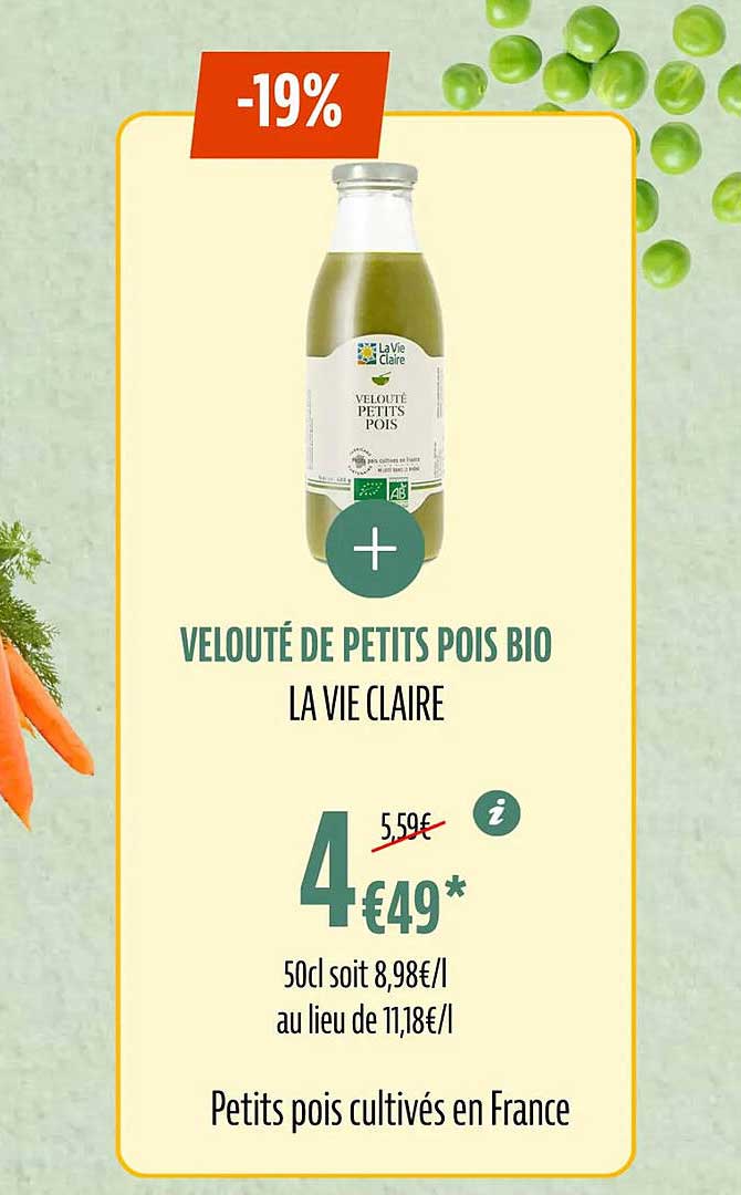 Velouté De Petits Pois Bio La Vie Claire