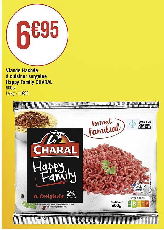 viande hachée à cuisiner surgelée happy family charal
