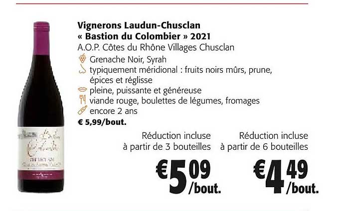 Vignerons Laudun-chusclan «bastion Du Colombier» 2021