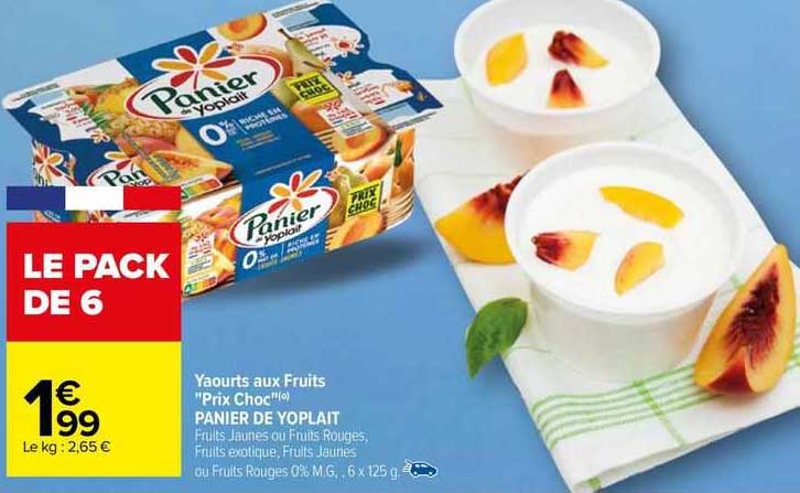yaourts aux fruits "prix choc" panier de yoplait