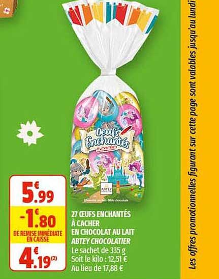 27 oeufs enchantés à cacher en chocolat au lait abtey chocolatier