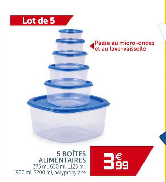 5 boîtes alimentaires