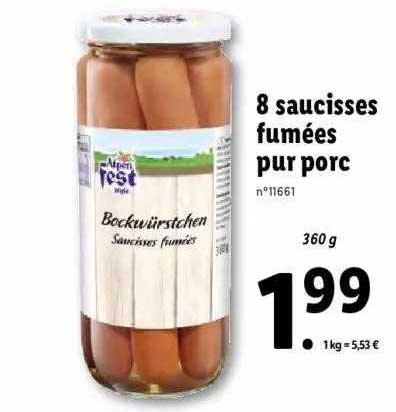 8 saucisses fumées pur porc alpen fest