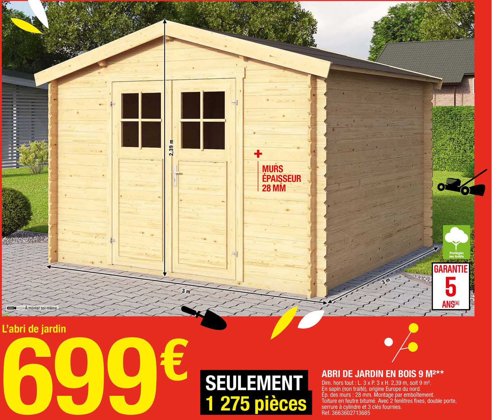 Abri De Jardin En Bois 9m2