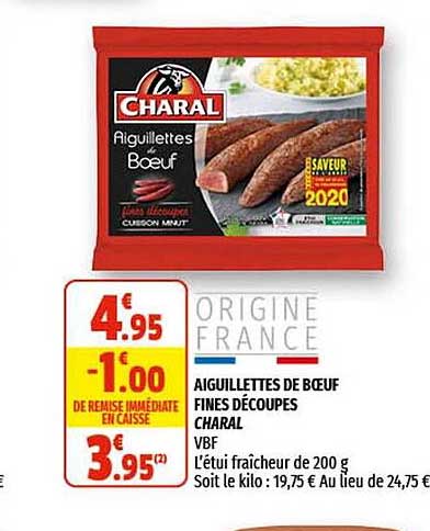 aiguillettes de bœuf fines découpes charal