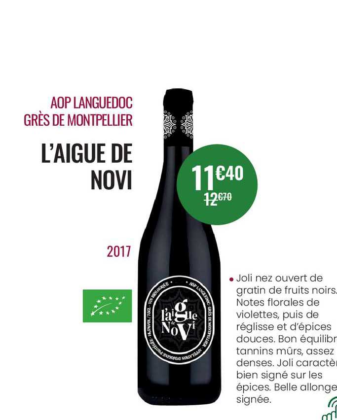 aop languedoc grès de montpellier l'aigue de novi 2017