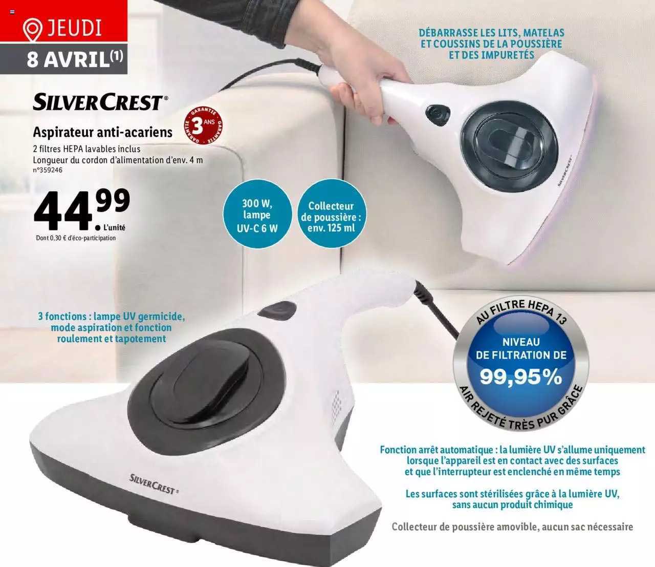 Aspirateur Anti-acariens Silver Crest