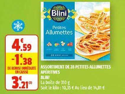 assortiment de 28 petites allumettes apéritives blini