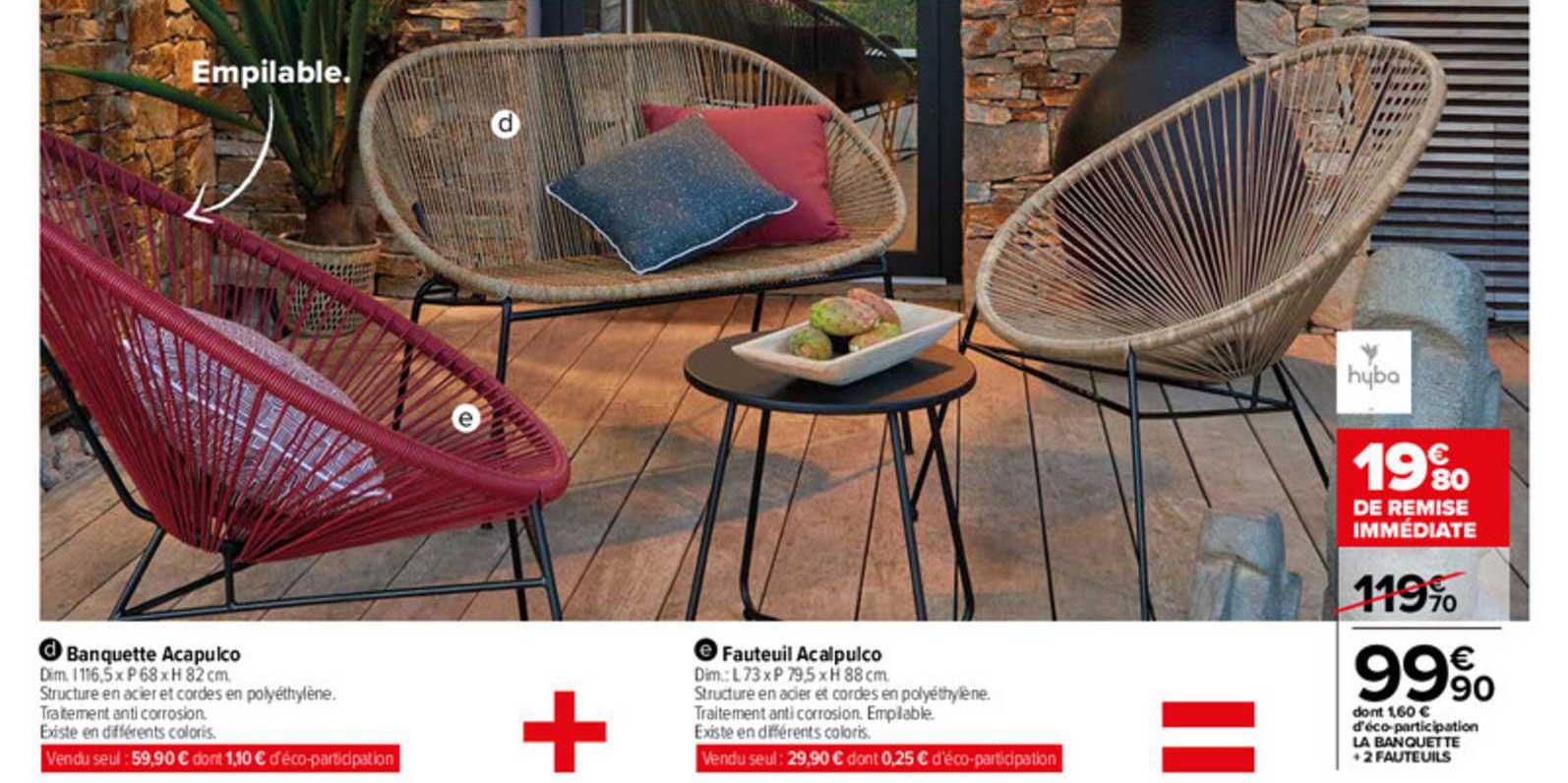 banquette acapulco, fauteuil acapulco